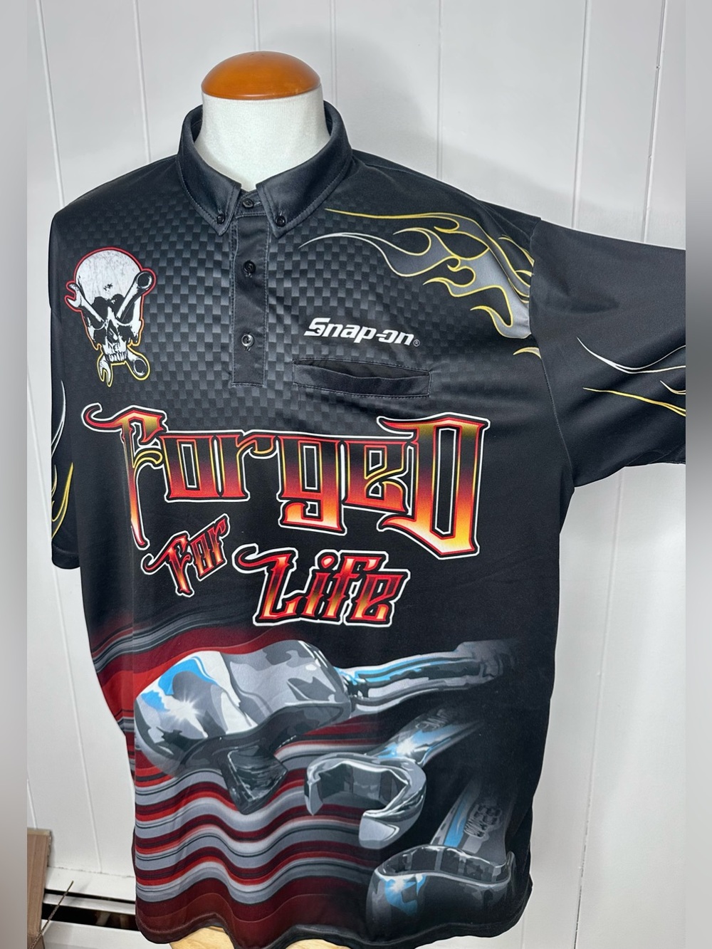 Snap On Tools Choko Authentics Graphic Polo Shirt - Skull Truck Wrench Flames